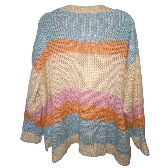 PINK LILY Size Small Striped Button Front Oversized Knit Cardigan - Picture 2 of 3